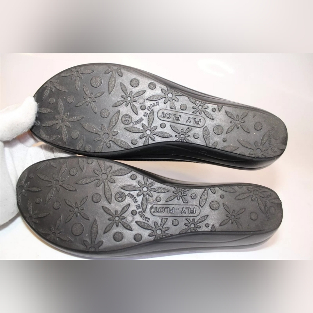 Fly Flot Italy Donna 40 9 Black Knit Sandals Slides ◇comfort◇ orthotic - Picture 6 of 15